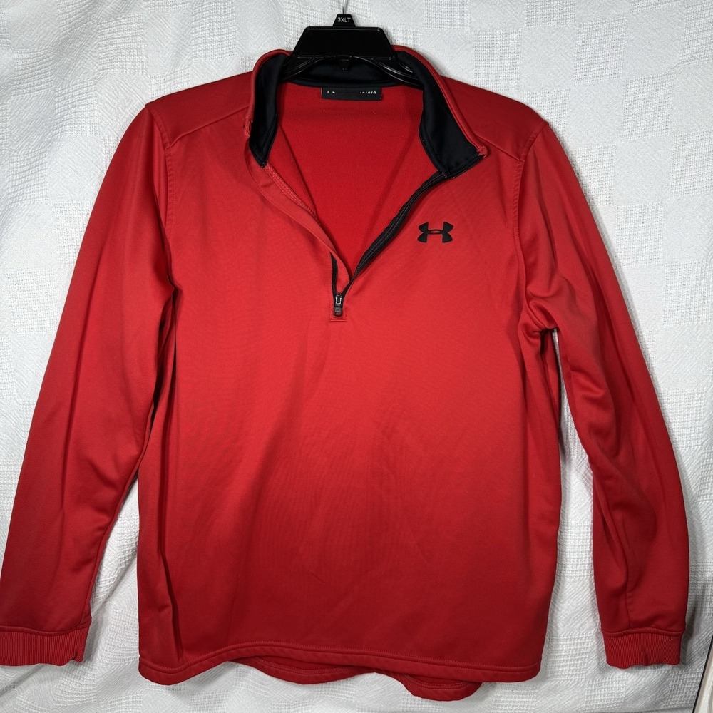 Under‎ Armour Men's Red Coldgear Performance Fleece Half-Zip Pullover Large